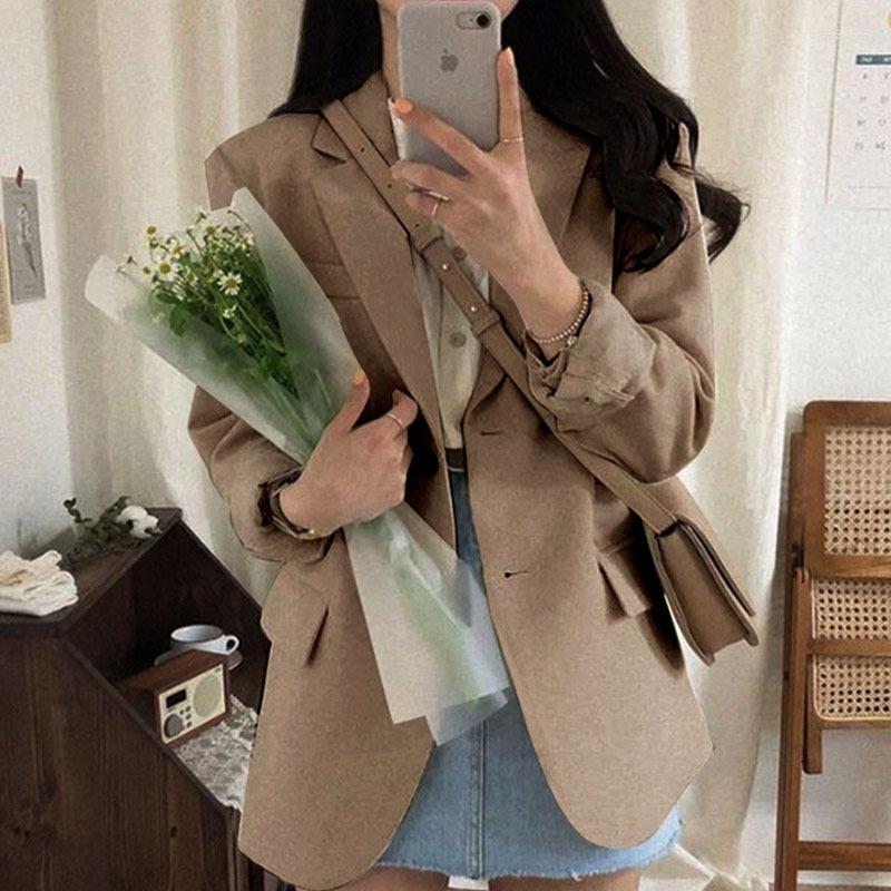 

Women' Suits Spring And Autumn Leisure British Style Suit Coat Women' Korean Fit Versatile Top, Beige