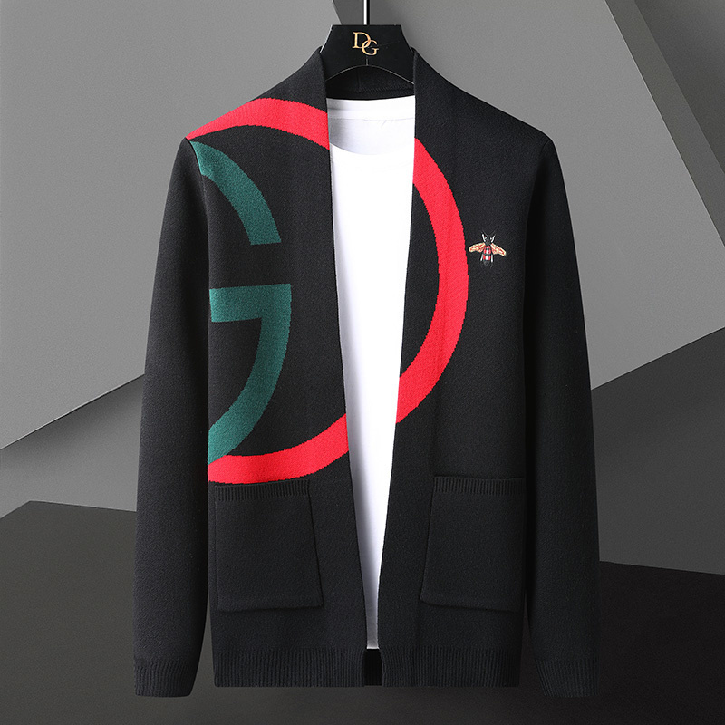 

Men's Sweaters Winter Fall Luxury Bee Embroidery Cardigan Men Korean Slim Men's Sweater Soft Warm Wool Mens Cardigans Handsome Male Jackets 221114, Dark grey