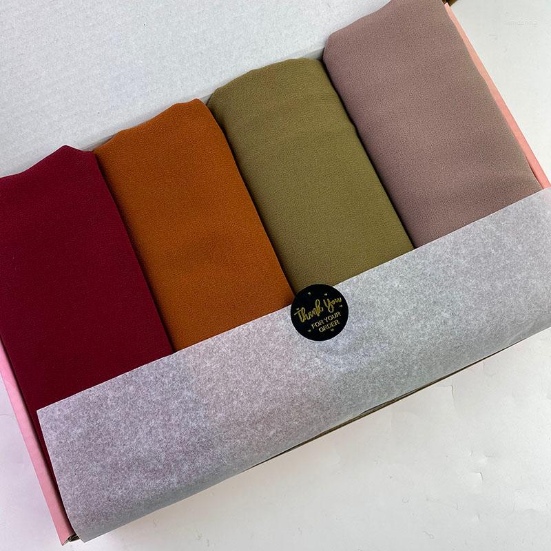 

Scarves Trendy Women's Plain Hijab Heavy Chiffon Scarf Box Wrap Solid Color Shawls Headband Muslim Headscarf Foulard Femme