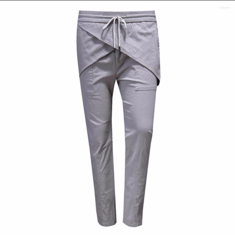 

Men's Pants 27-38 2022 Spring Tide Men's Harem Large Size Youth Boutique Asymmetric Splicing Black Nine