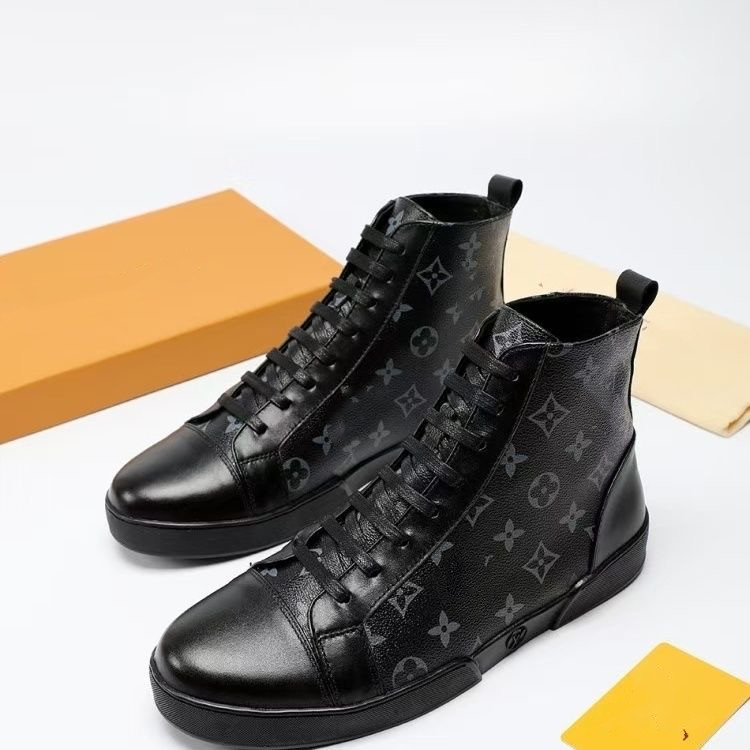 

Dress Shoes Leather Shoe Canvas Sneakers Luxury Designer Rivoli High Top Hi-Top Mens Embossed Classic Monograms 03