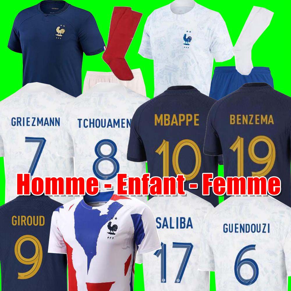 

Maillots de football 2022 Soccer Jersey French BENZEMA Football shirts MBAPPE GRIEZMANN kit shirt hommes enfants MEN kids TCHOUAMENI FranceS DEMBELE GUENDOUZI, Training adult