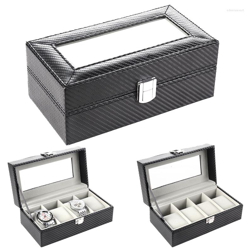 

Watch Boxes 4 Grids Handmade Carbon Fiber Box Case Clock Time For Organizer