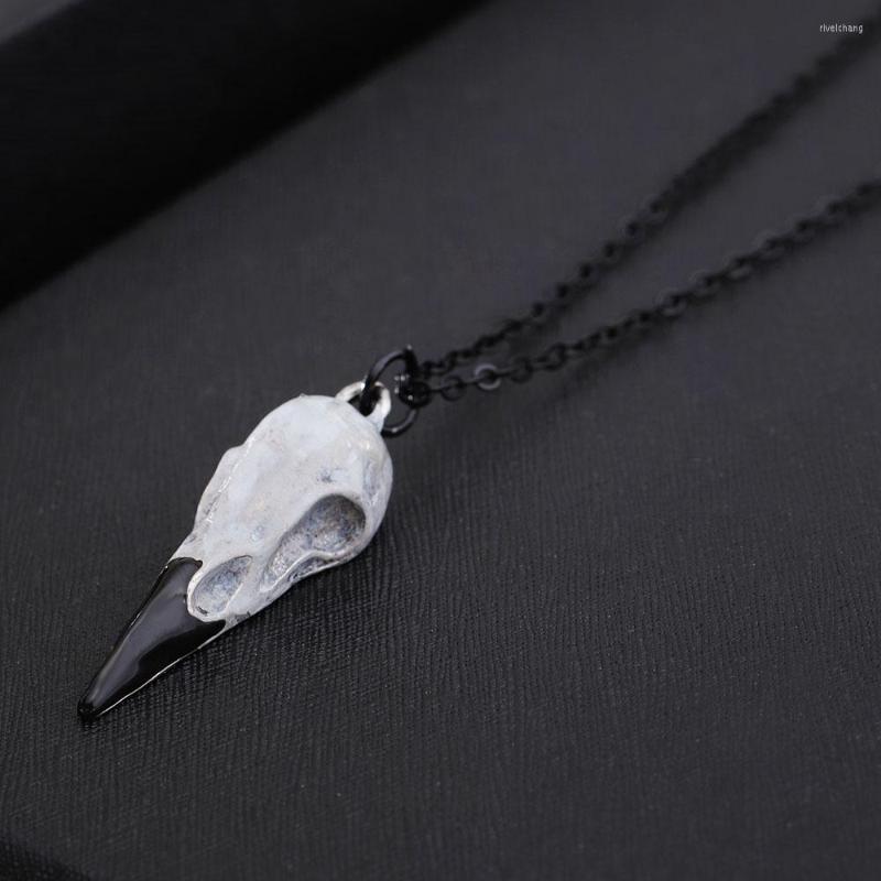 

Pendant Necklaces 3D Raven Skull Necklace Resin Crow Gothic Gift Goth Jewelry