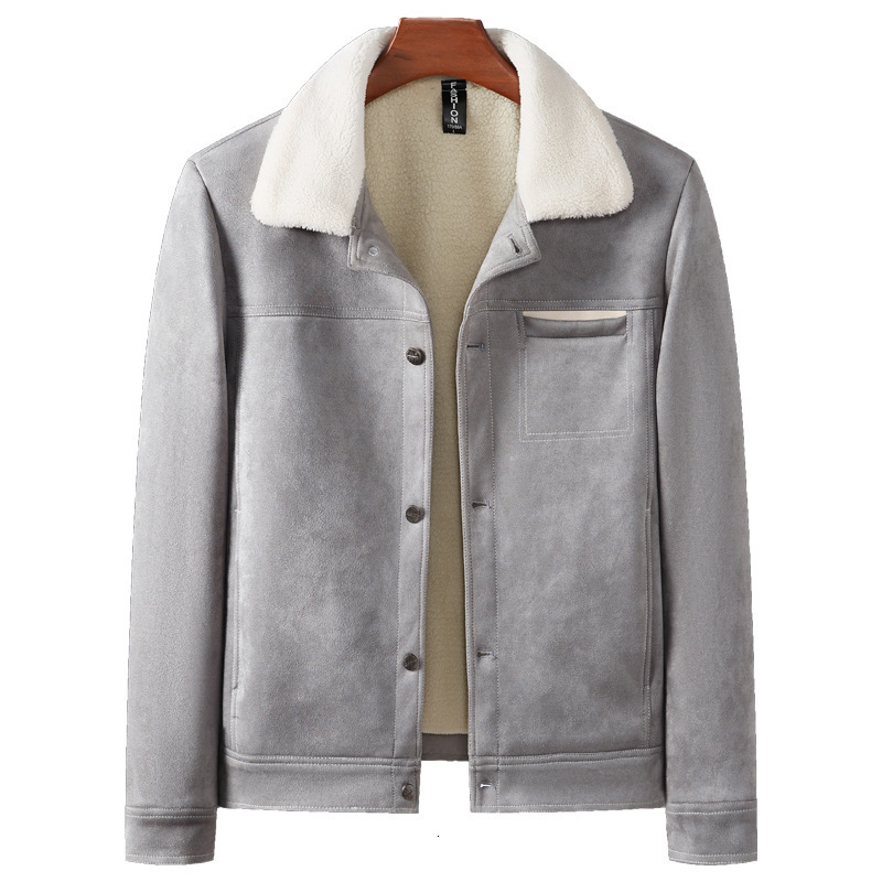 

Men's Fur Faux Fur Winter Fleece Leather Jacket Men Bomber Motorcycle Jacket Mens Biker PU Leather Jacket Fashion Causal Jaqueta Masculino 221114, Grey thin
