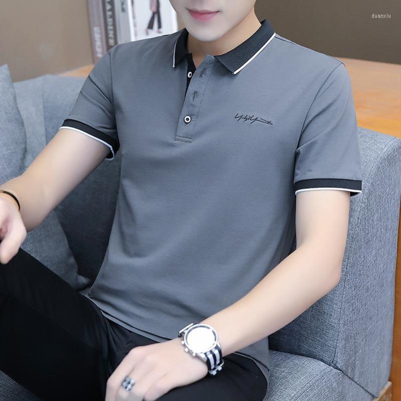 

Men's Polos Polo Shirt Short-Sleeved Lead T-shirt 2022 Business Leisure Trend Collar Summer Top, Gray
