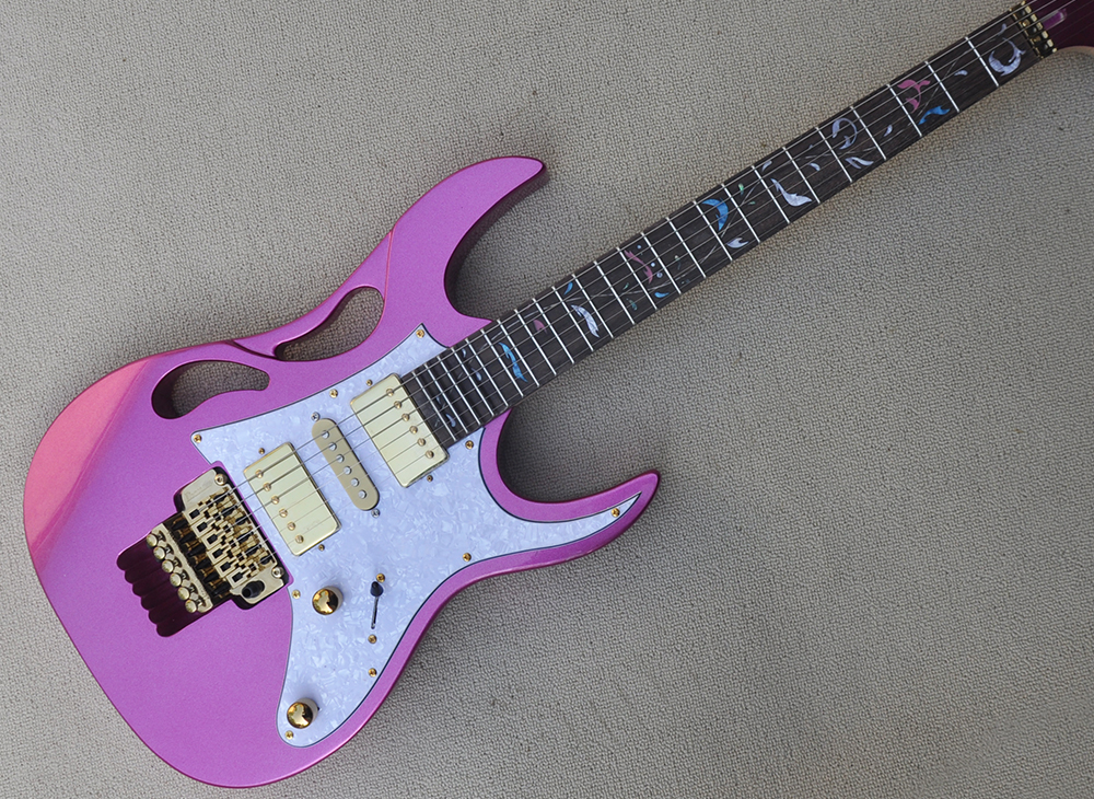 

Pink Electric Guitar with Black Pickguard Rosewood Fretboard 24 Frets Can be Customized