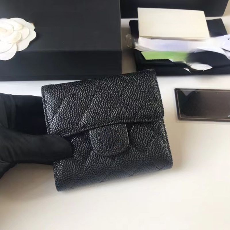 

cc wallet luxury designer wallet small purse card holder credit wallets women classic black quilted fashion genuine leather clamshell coin zippy Pickup clip, Empty box only