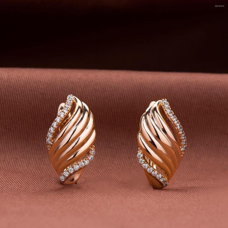 

Dangle Earrings Dckazz Beautiful Curved Striped Copper 2022 Summer Fashion Inlaid Crystal Rose Gold Color Dangler Jewelry