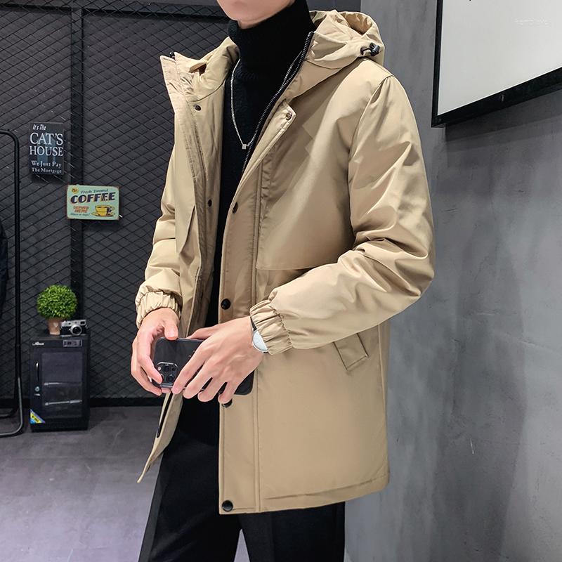 

Men's Down Fashion Mid-length Jacket Winter Warm Slim Coat Asian Size S-3XL, Khaki