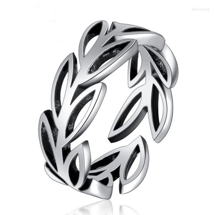 

Wedding Rings Trendy Silver Color Leaf For Women Men Jewelry Finger Wholesale