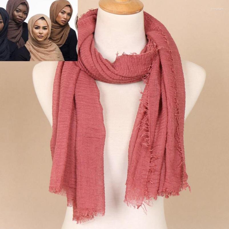 

Scarves 120pcs/lot Fashion Muslim Wrinkle Fringe Scarf Shawl Pashmina/muslim 85 Color For Choose