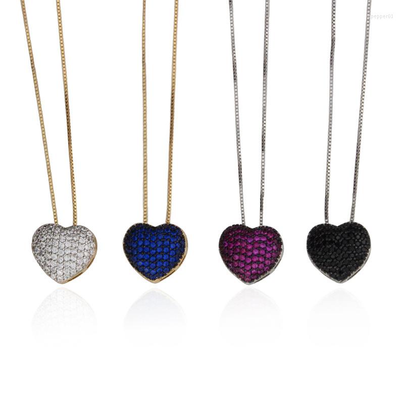 

Pendant Necklaces European And American Heart -Shaped CZ Ladies Necklace Color Vermiculite Fashion Peach Women