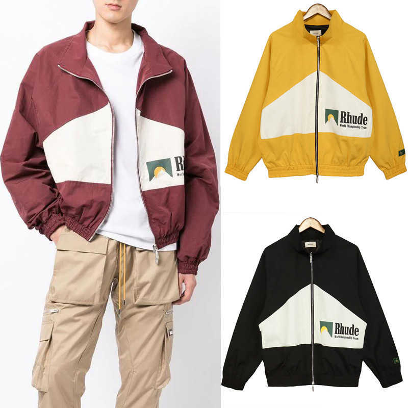 

Fleece Rhude Zipper Jackets Men Women 1 High Quality Outerwear Simple Fashion Black Red Yellow Keep Warm Coat Cnor