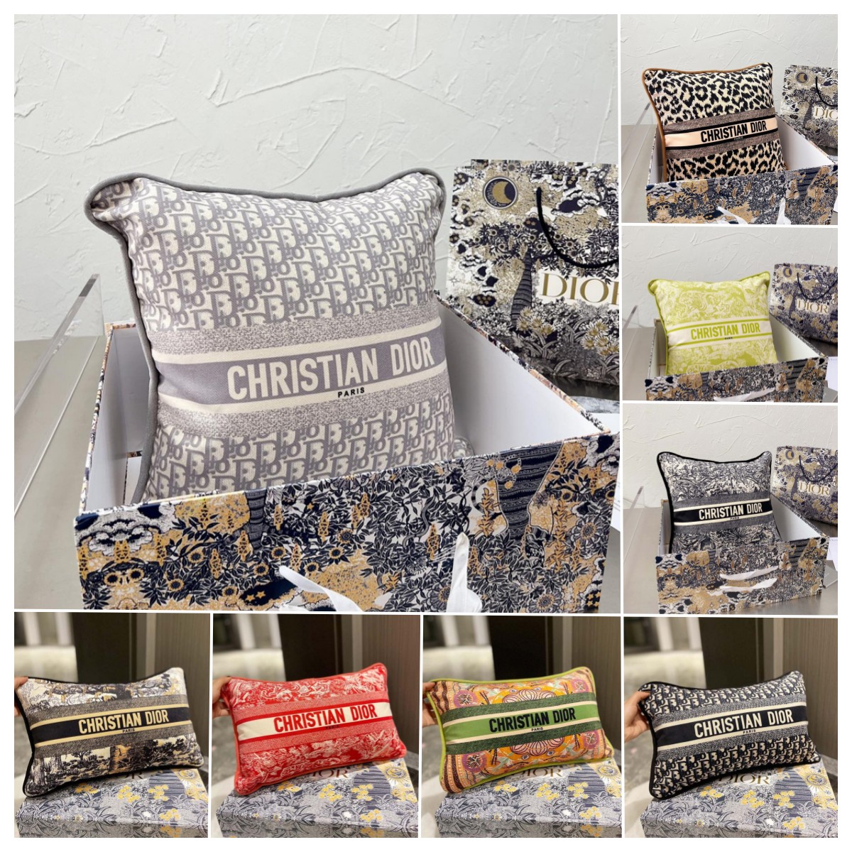 Dior Dupe Designer Coussin (Core + Case) Coussin de luxe Boîtes-cadeaux de vacances Style 50cm * 50cm 50cm * 30cm avec boîte-cadeau # 12012