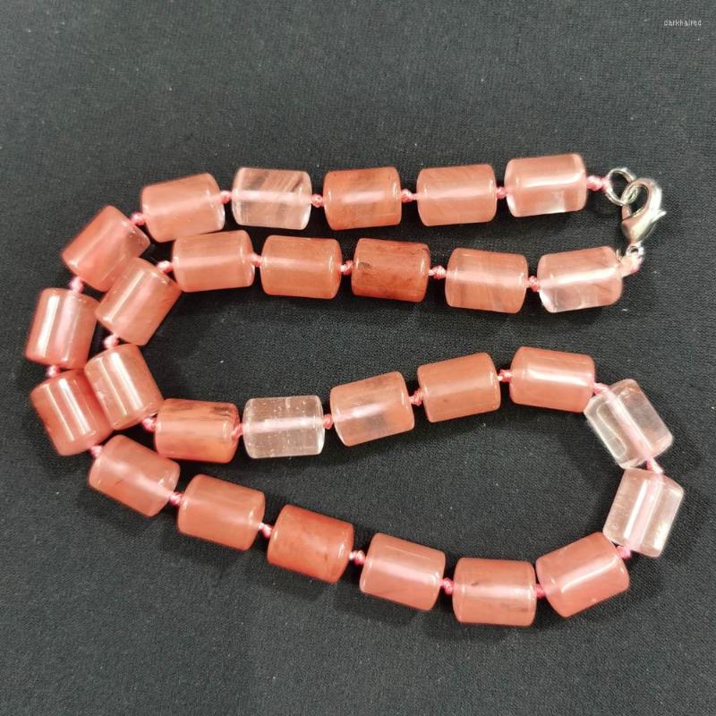 

Chains Fashion 1pc Cherry Quartz Cylinder Beads Wholesale 10x14mm Natural Stone Tube Necklace For Jewelry