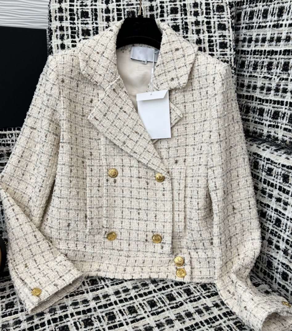 

Chan New Women's brand jacket OOTD designer Fashion top-grade autumn winter brand tweed coat overcoat Leisure Spring Coats cardigan Women Christmas Gift, Ivory
