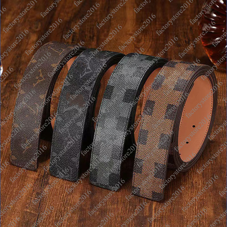 

Luxury Brand Black Genuine Leather Belts for Men Women V Letters Classic Lattice Grid Flower Designer Belt, Belt no box