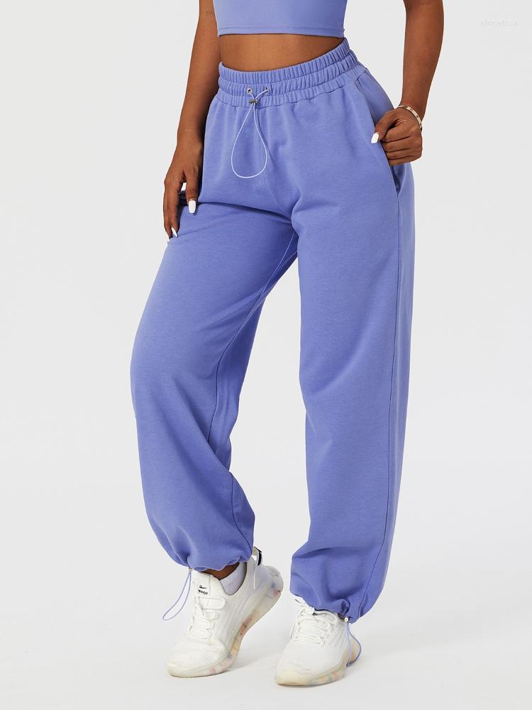 

Active Pants CHRLEISURE Drawstring Yoga Outdoor Loose Sportspant Women Casual Running Trousers Solid Gym Clothing Elastic Sportswear, Black