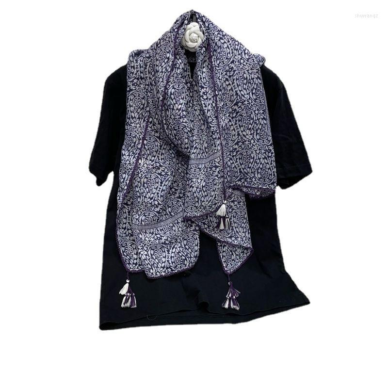 

Scarves 2022 Flower Print Tassel Scarf Shawls Long Soft Floral Wrap Hijab 6 Color