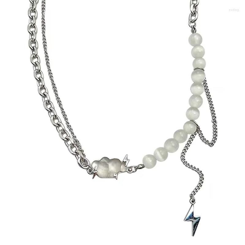

Link Bracelets Imitation Pearls Clouds Flash Tassel Pendant Necklace Female European American Style Summer Fashion Simple Bracelet