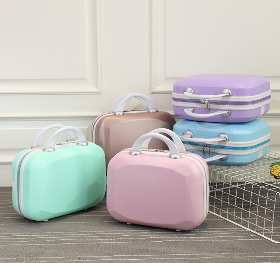

Suitcases 13 Inch Mini Suitcase Diamond Cute Cosmetic Case Pink Small Zipper Storage Box 221114