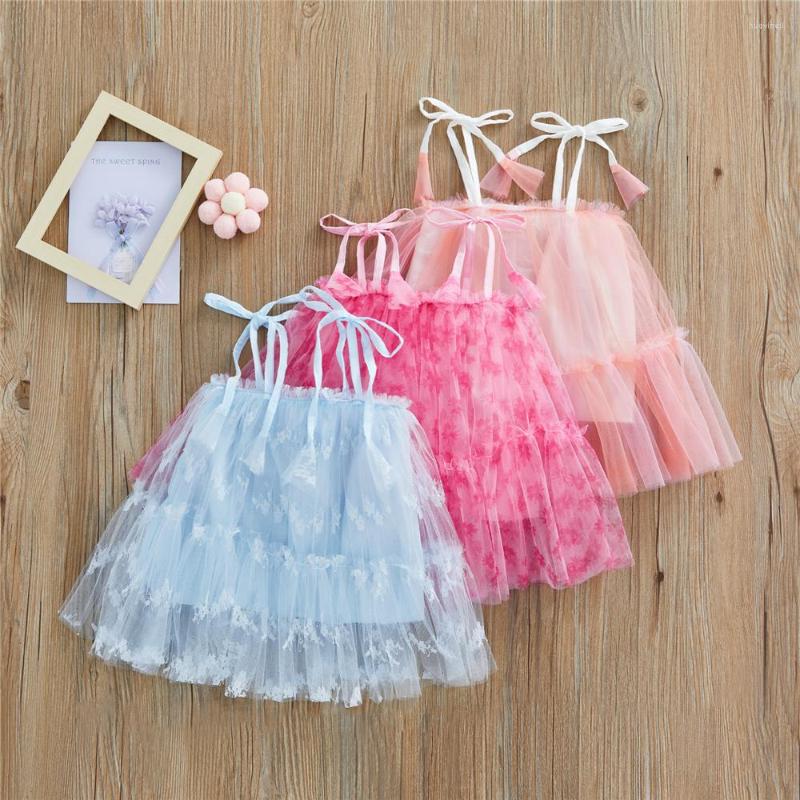 

Girl Dresses 0-3 Years Kawaii Baby Summer Sleeveless A-Line Dress Toddler Cute Mesh Adjustable Shoulder Straps Princess Party, Blue