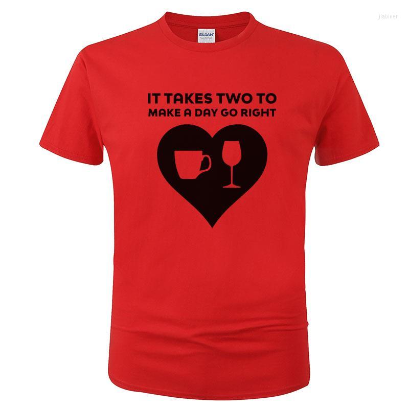 

Men' T Shirts It Takes Two To Make A Day Go Right Shirt Men Women 2022 Summer Cotton Heart-shaped Print T-shirt Tops Tees Unisex Clothes