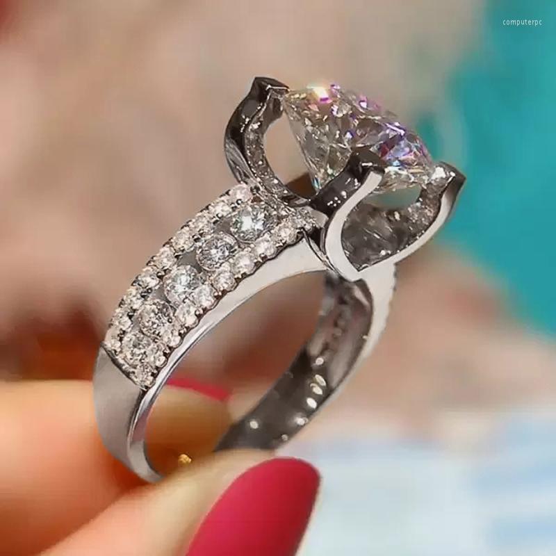 

Wedding Rings Huitan Luxury Inlaid CZ Stone Female Gorgeous Engagement For Girlfriend Anniversary Love Gift Trendy Jewelry