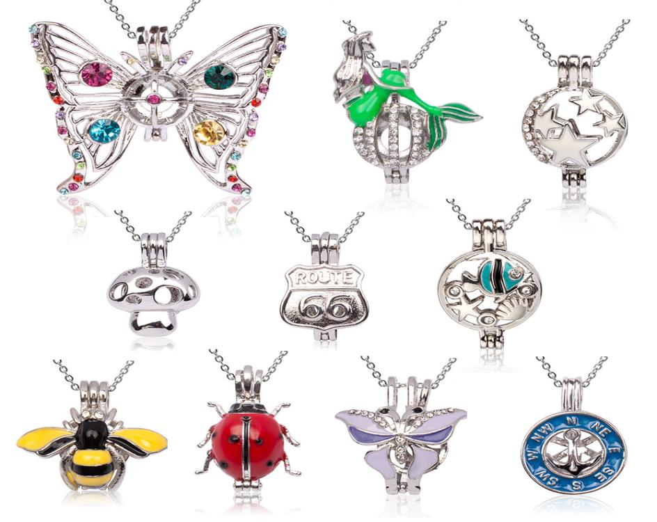 

10 Mixed 18k GP Love Wish Pearl Cage Pendants Bead Hollow Lockets for Jewelry Making Charms Butterfly Heart Bee Cross Styles6932248