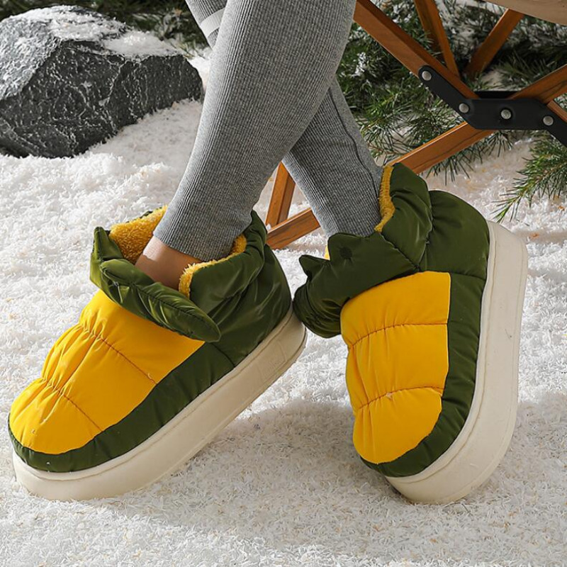 

Boots Winter High Top Women Shoes In Ankle for Woman Warm Down Cloth Plus Velvet Thick Sole Outside Flat Heels Boot 221114, Green