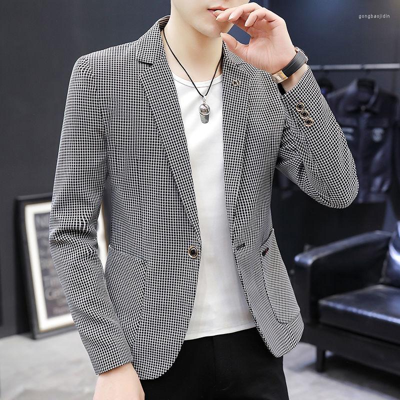 

Men's Suits Men 2022 Arrival Spring Autumn Fashion Casual Plaid Slim Blazers Male Business Suit Jacket Coat Blazer Outwear E236