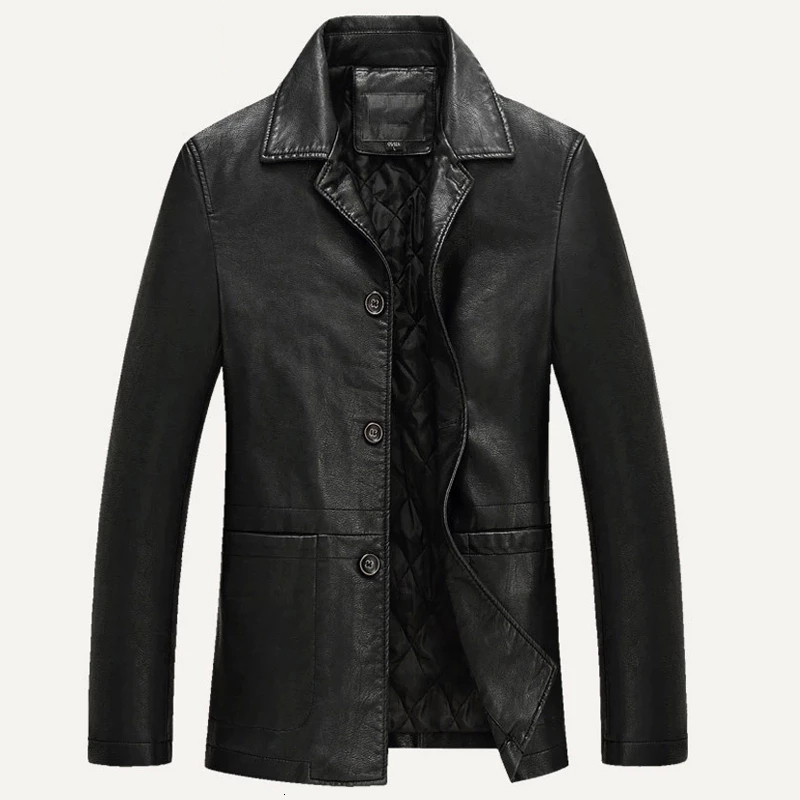 

Men's Fur Faux Fur Business Leather Jacket Men Thick Warm Liner Windbreaker Mens PU Leather Jacket Father's Gift Jaqueta Masculinas Plus Size M4XL 221114, Coffee