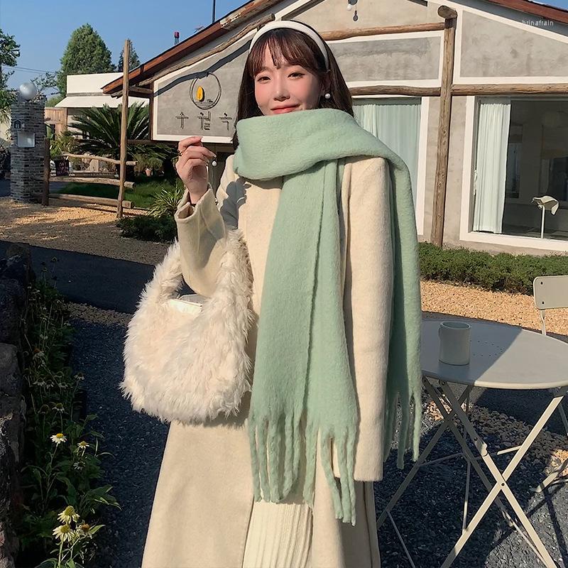

Scarves High Quality Bandana Pashmina Long Tassel Luxury Cashmere Wraps Female Foulard Blanket Womens Scarf Winter Thick Warm Solid Cape