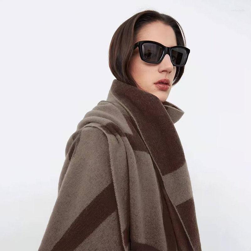 

Scarves 2022 Winter Pure Wool Scarf Women Men Geometric Letter Cashmere Pashmina Warm Thick Shawl Wrap Foulard