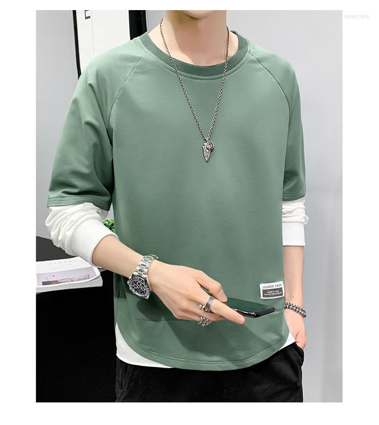 

Men's Hoodies Men Loose Fake Two Piece Sweatshirt Round Neck 2022 Spring Autumn Casual Fashion Pullover Long Sleeve TOPs, Blue