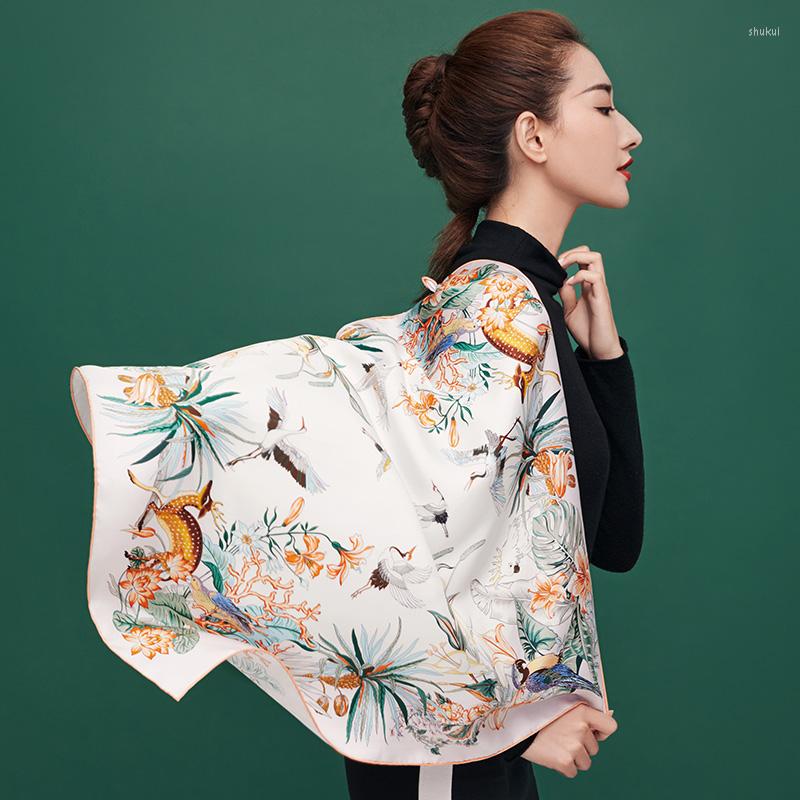 

Scarves High Quality Women Retro Style Silk Large Square Scarf