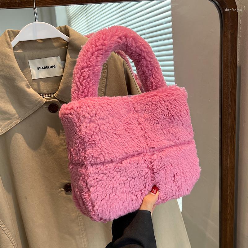 

Evening Bags Lamb Plush Bag 2022 Autumn/winter Women's Selling Handbag Unique Niche Design, Beige