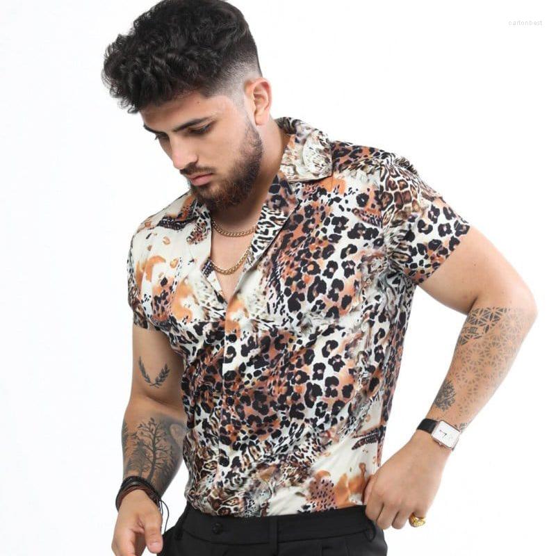 

Men's Casual Shirts 2022 Fashion Luxury Social Men's Shirt Lapel Button Stripe Printed Short Sleeve Top -3XL, A2