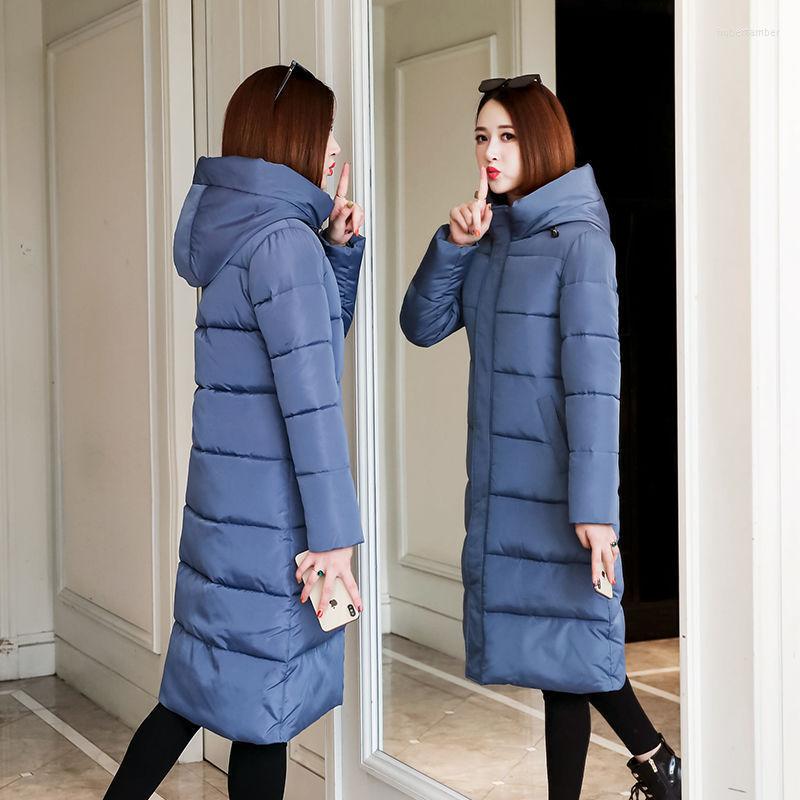 

Women's Down Large Size Cotton-padded Long Section Over The Knee 2022 Winter Jacket Style Korean Version Thick, Black