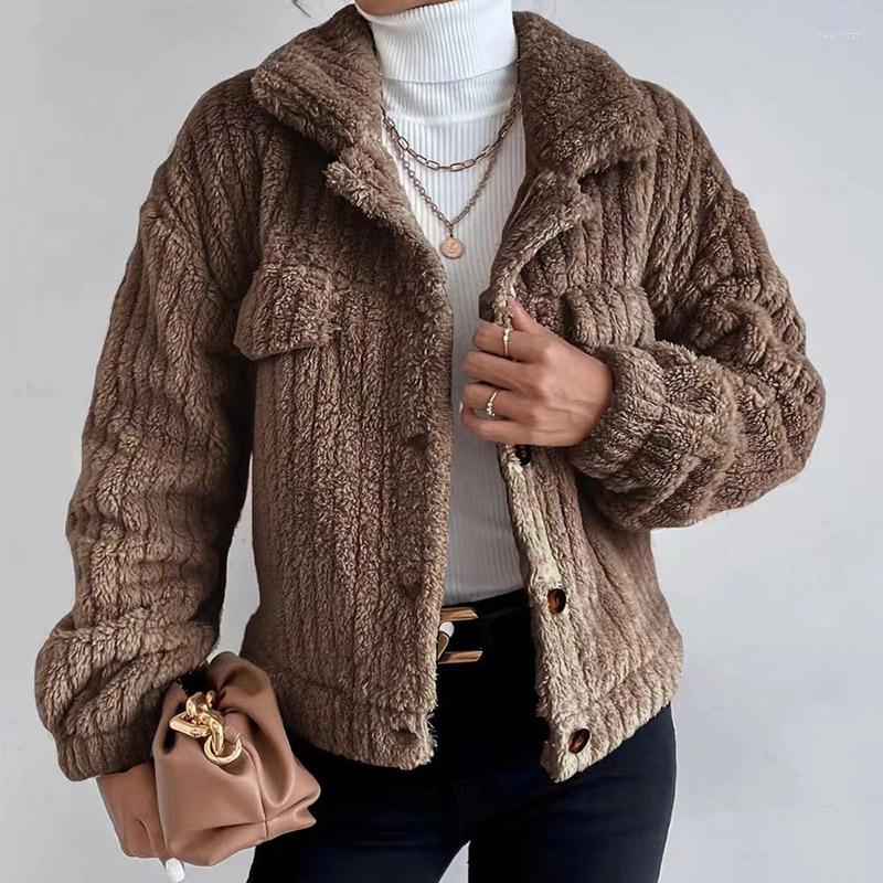 

Women's Fur Faux Mink Coat Padded Lapel Jacket Casual Striped Knit Women's Winter 2022 Plush Warm Cardigan Jumper, White