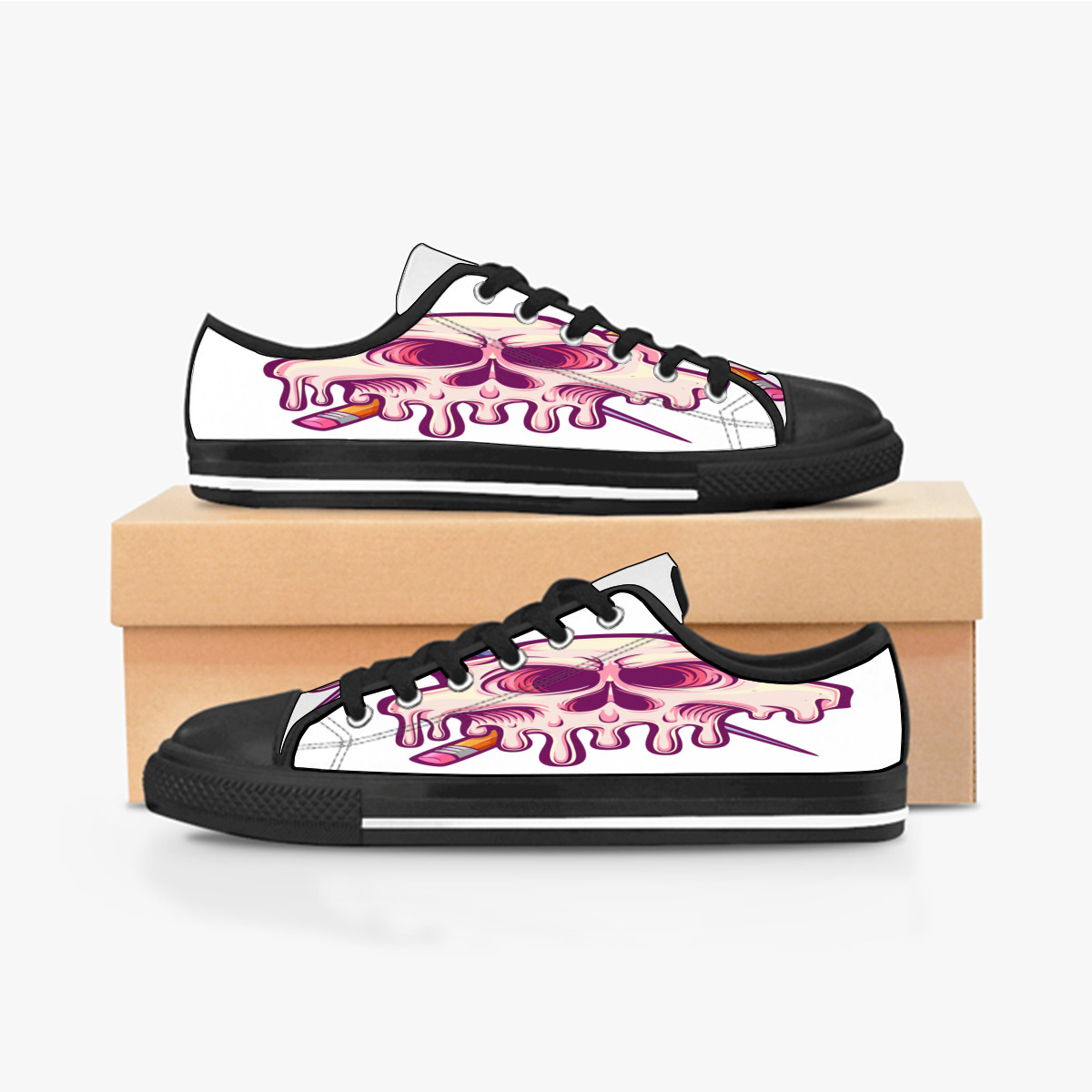 

Custom shoes Classic Canvas Low cut Skateboard casual triple black Accept customization UV printing low mens womens sports sneakers Breathable color 127