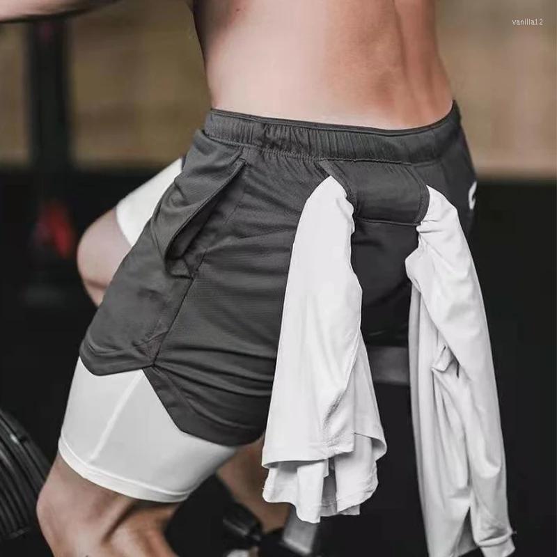 

Running Shorts Gym Fitness Training Sport 2022 Men Sportswear 2 In 1 Compression Jogging Short Pants Double-deck Bottoms, Black