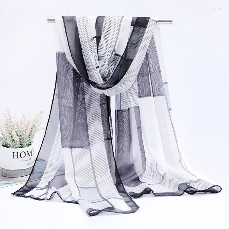 

Scarves Scarf Women Light Weight Chiffon Silk Feel Spring Winter Oblong Fashion Shawl Grid Printed Wraps Neckerchief