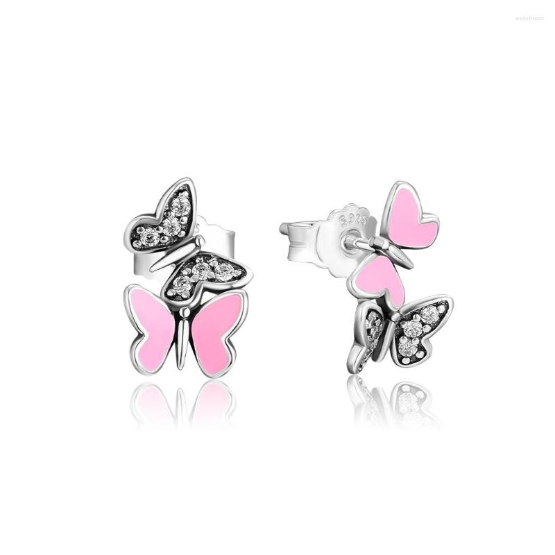 

Stud Earrings CKK 925 Sterling Silver Jewelry Fluttering Butterflies Fit For DIY Women Original Gift