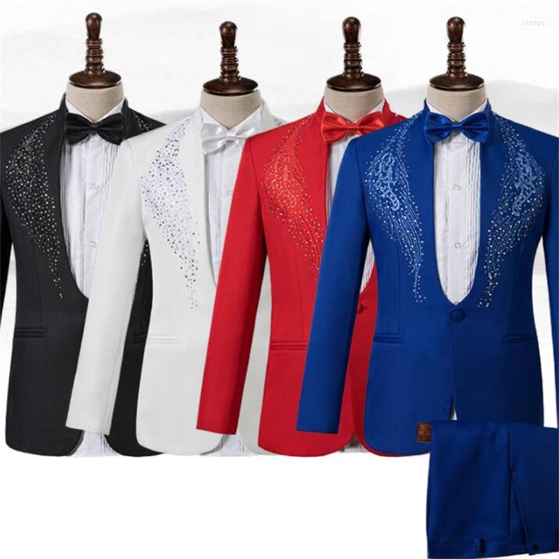 

Men' Suits Sequin Chorus Blazer Men Suit Set With Pants Mens Costume Singer Star Style Stage Stand Collar Clothing Formal Dress, Black