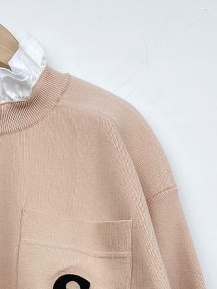 

Women' Sweaters 2022 Autumn / Winter Pullovers Ruffles Turteneck Collar Letter Embroidery Women Sweater, Blue