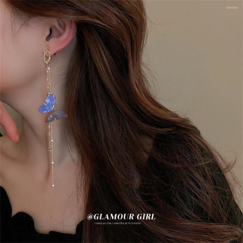 

Dangle Earrings Pearl Crystal Butterfly Tassel 2022 Temperament Stud Fashion Women Party Jewelry Drop