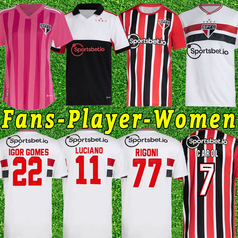 

2022 2023 Sao Paulo soccer jerseys OUTUBRO ROSA DANI ALVES 22/23 men Luciano Igor Gomes Pablo Men Fans Player Version Women Training shirt football girl pink, Home