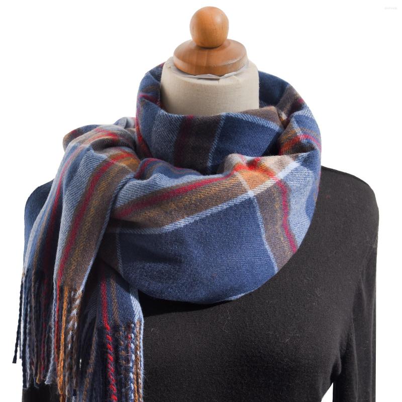 

Scarves Women'S Autumn And Winter Colorful Plaid Shawl Thickening Warm Fringe Scarf